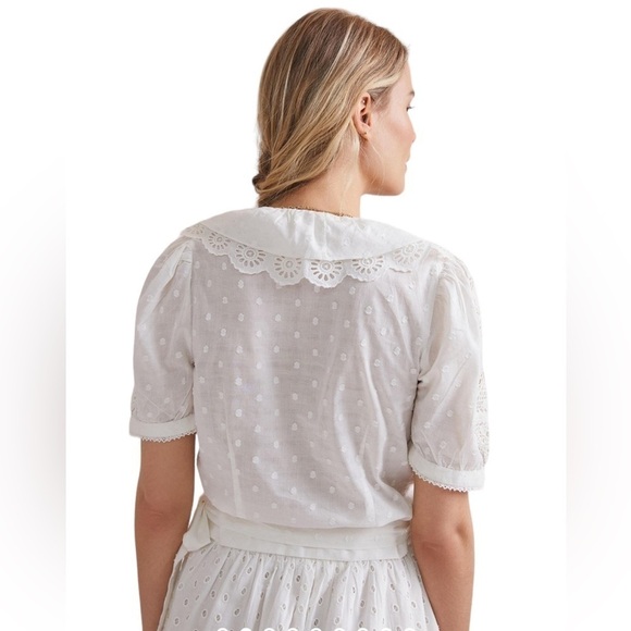 Anthropologie Forever That Girl Lacy Ruffled Wrap Blouse See all Blouse L NWT - Picture 3 of 16